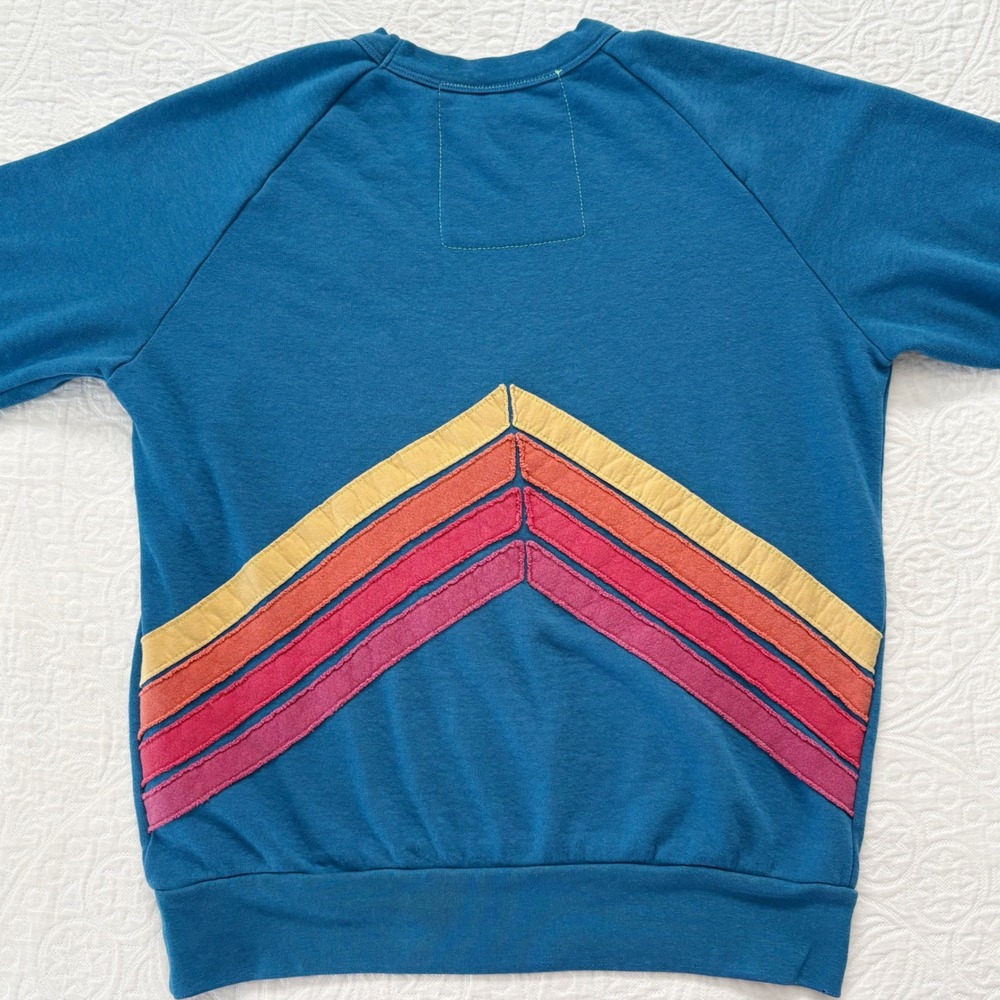 RARE Aviator Nation‎ Mountain Stripe Crewneck Sweatshirt, Blue - Picture 5 of 8